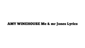 AMY WINEHOUSE Me & mr Jones Lyrics