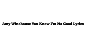 Amy Winehouse You Know I’m No Good Lyrics