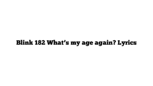 Blink 182 What’s my age again? Lyrics