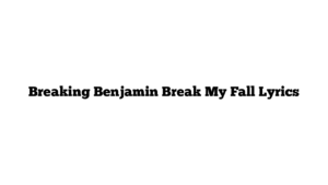 Breaking Benjamin Break My Fall Lyrics