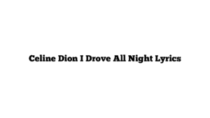 Celine Dion I Drove All Night Lyrics