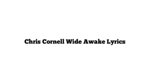 Chris Cornell Wide Awake Lyrics