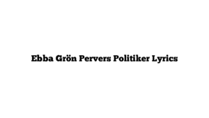 Ebba Grön Pervers Politiker Lyrics