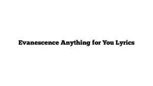 Evanescence Anything for You Lyrics