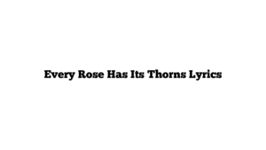 Every Rose Has Its Thorns Lyrics