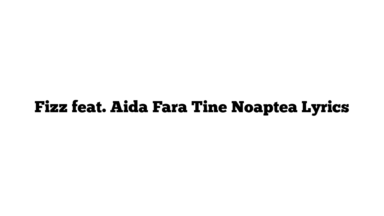 Fizz feat. Aida Fara Tine Noaptea Lyrics