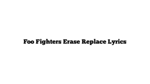 Foo Fighters Erase Replace Lyrics