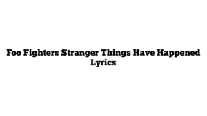 Foo Fighters Stranger Things Have Happened Lyrics