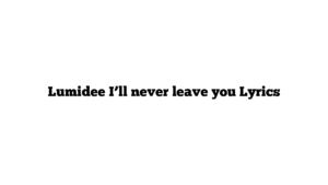 Lumidee I’ll never leave you Lyrics