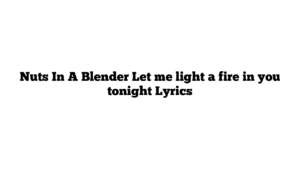 Nuts In A Blender Let me light a fire in you tonight Lyrics