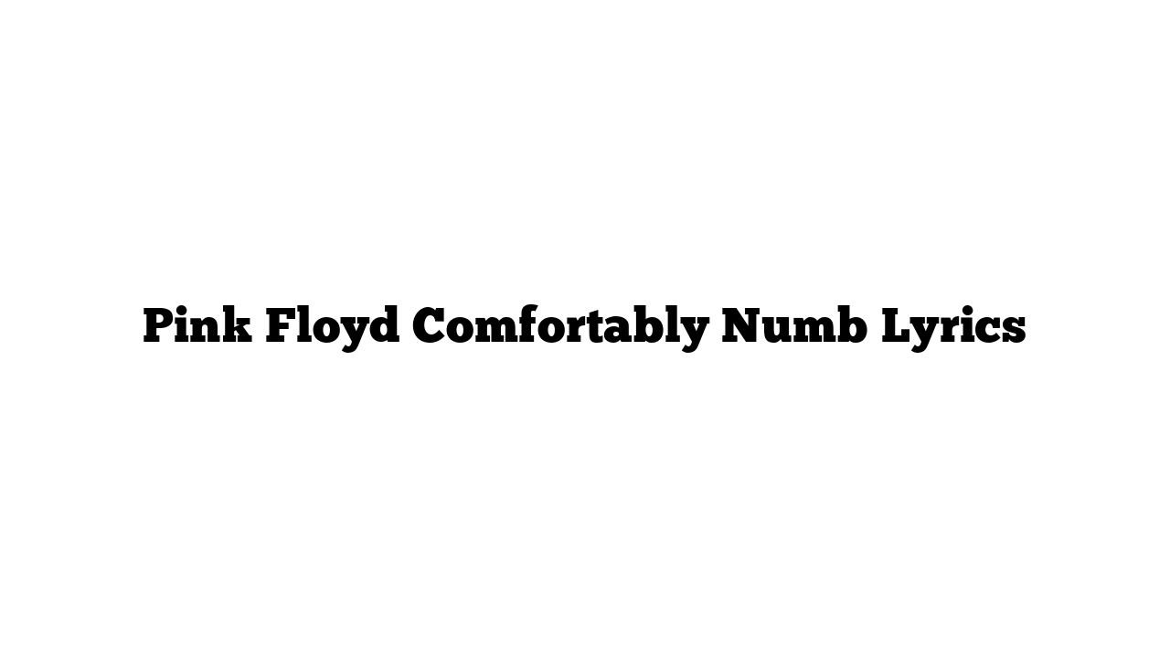 Pink Floyd Comfortably Numb Lyrics