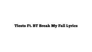 Tiesto Ft. BT Break My Fall Lyrics