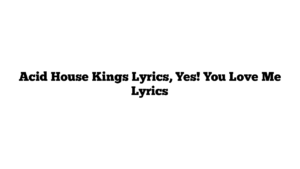 Acid House Kings Lyrics, Yes! You Love Me Lyrics