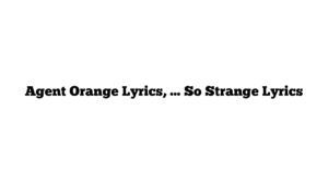 Agent Orange Lyrics, … So Strange Lyrics