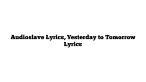 Audioslave Lyrics, Yesterday to Tomorrow Lyrics