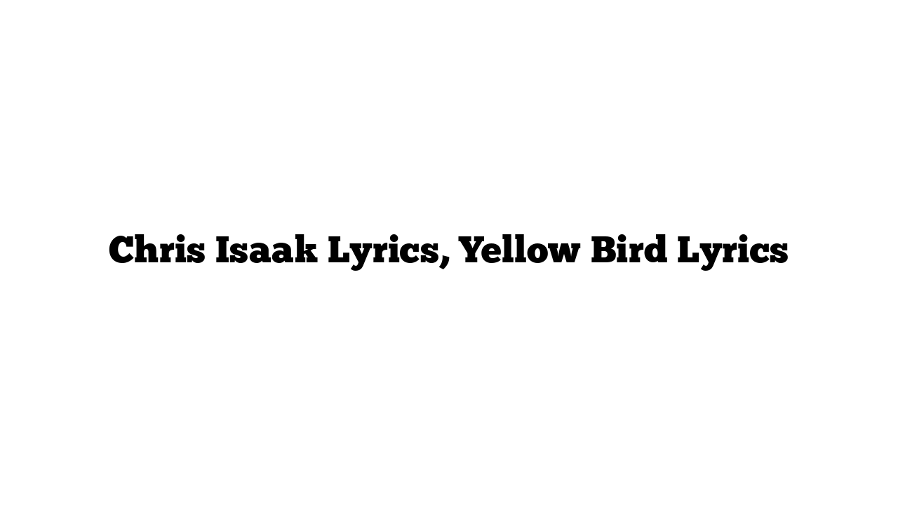 Chris Isaak Lyrics, Yellow Bird Lyrics