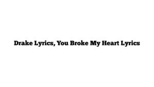 Drake Lyrics, You Broke My Heart Lyrics