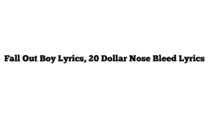 Fall Out Boy Lyrics, 20 Dollar Nose Bleed Lyrics