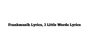 Frankmusik Lyrics, 3 Little Words Lyrics