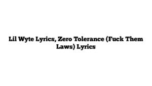 Lil Wyte Lyrics, Zero Tolerance (Fuck Them Laws) Lyrics