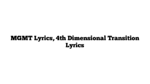 MGMT Lyrics, 4th Dimensional Transition Lyrics