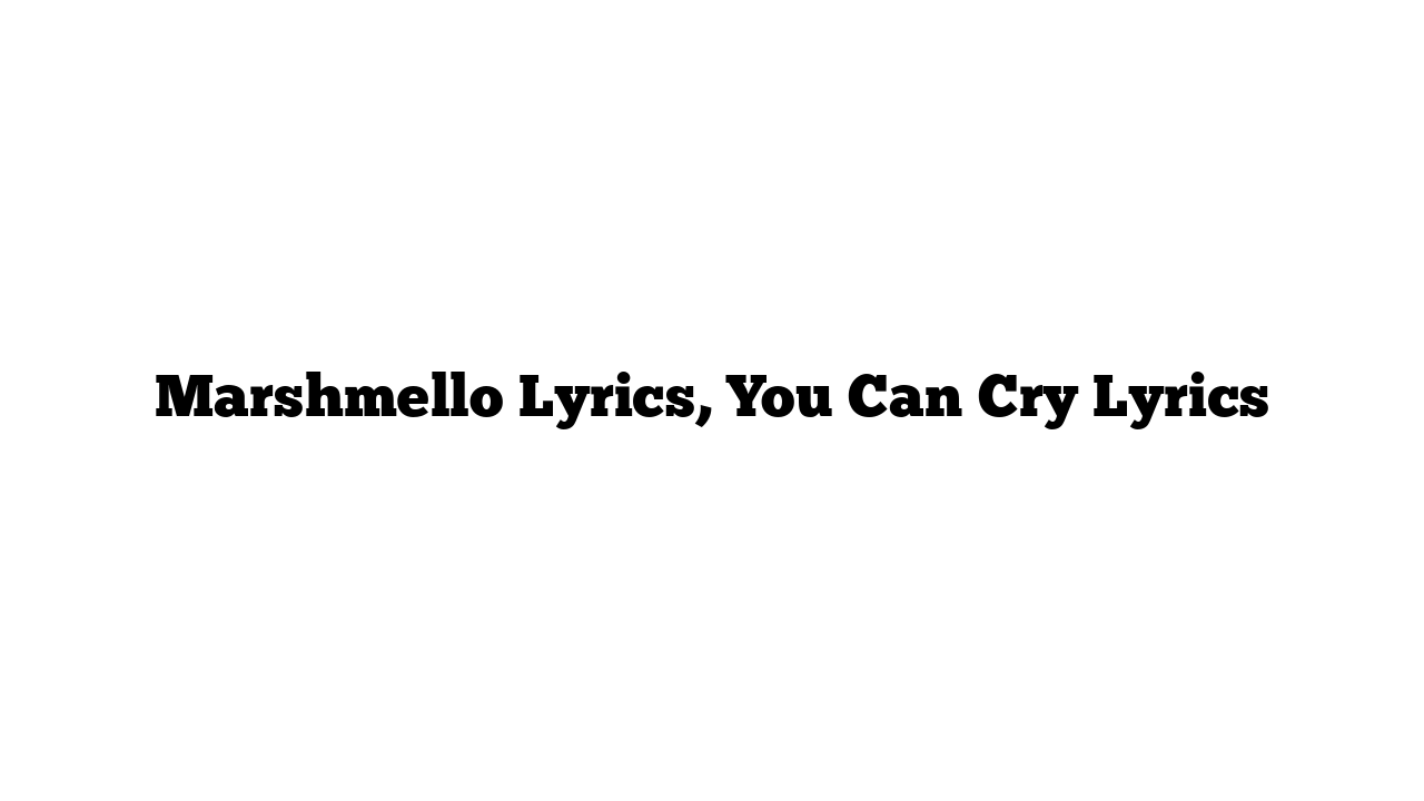 Marshmello Lyrics, You Can Cry Lyrics