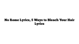 No Rome Lyrics, 5 Ways to Bleach Your Hair Lyrics