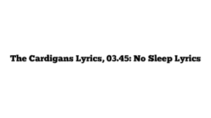 The Cardigans Lyrics, 03.45: No Sleep Lyrics