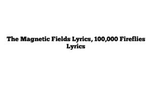 The Magnetic Fields Lyrics, 100,000 Fireflies Lyrics