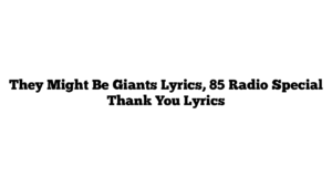 They Might Be Giants Lyrics, 85 Radio Special Thank You Lyrics