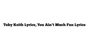 Toby Keith Lyrics, You Ain’t Much Fun Lyrics