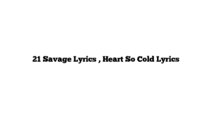 21 Savage Lyrics , Heart So Cold Lyrics