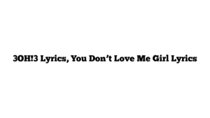 3OH!3 Lyrics, You Don’t Love Me Girl Lyrics