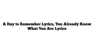 A Day to Remember Lyrics, You Already Know What You Are Lyrics