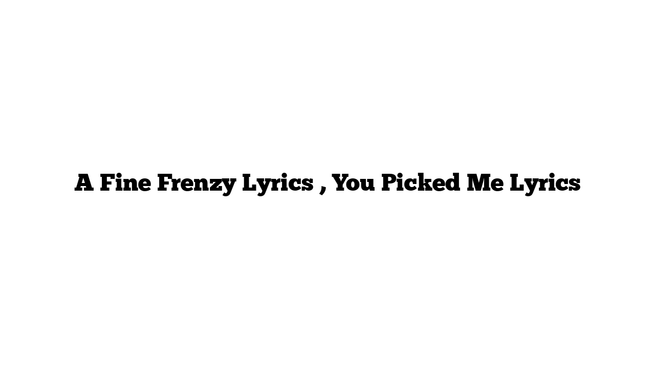 A Fine Frenzy Lyrics , You Picked Me Lyrics