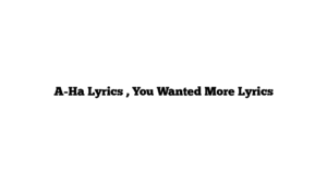 A-Ha Lyrics , You Wanted More Lyrics