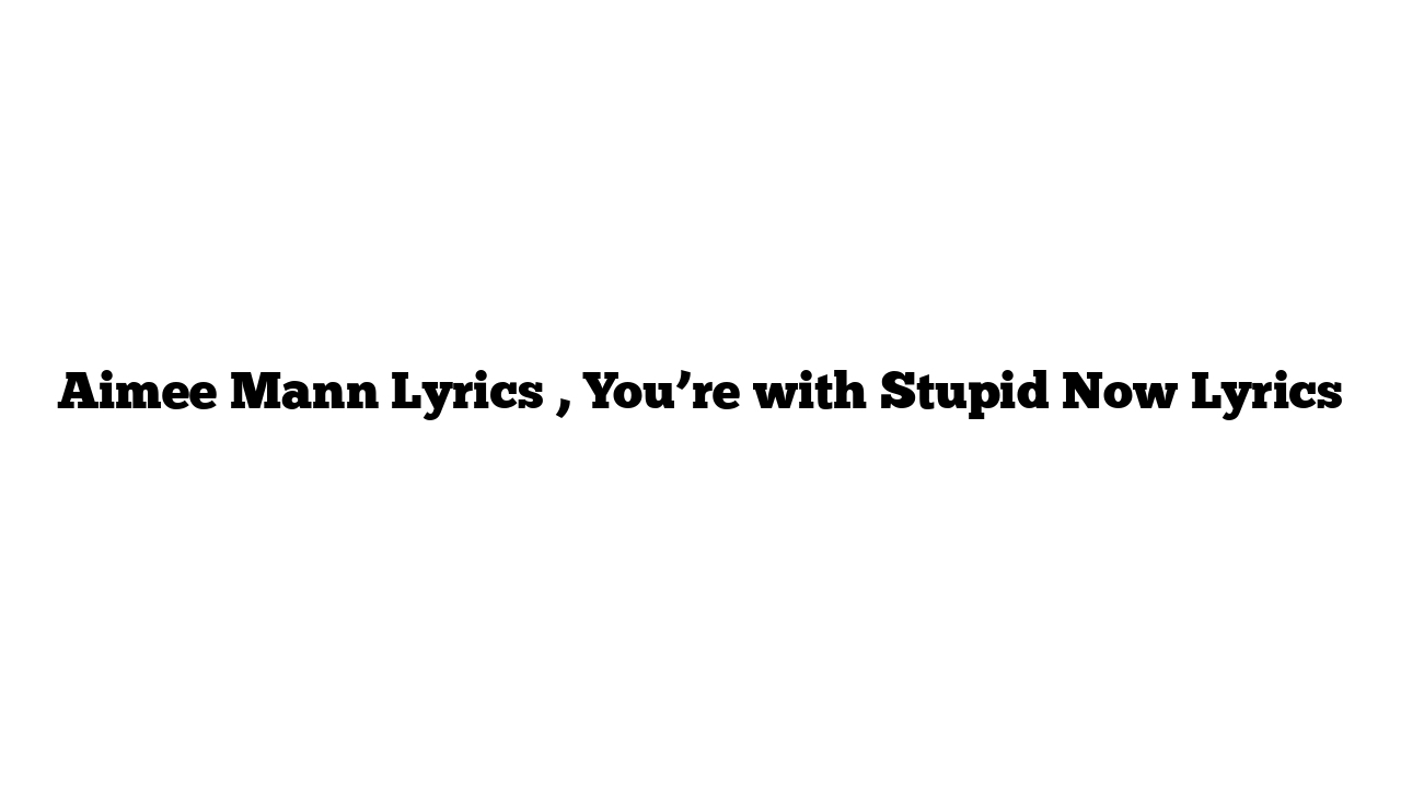 Aimee Mann Lyrics , You’re with Stupid Now Lyrics