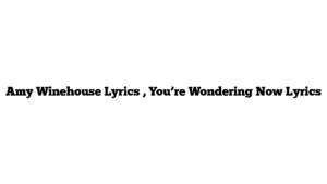 Amy Winehouse Lyrics , You’re Wondering Now Lyrics