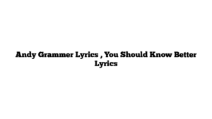 Andy Grammer Lyrics , You Should Know Better Lyrics