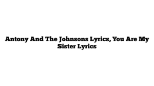 Antony And The Johnsons Lyrics, You Are My Sister Lyrics