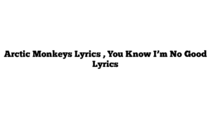 Arctic Monkeys Lyrics , You Know I’m No Good Lyrics