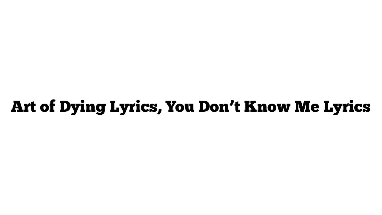 Art of Dying Lyrics, You Don’t Know Me Lyrics