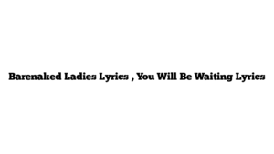 Barenaked Ladies Lyrics , You Will Be Waiting Lyrics