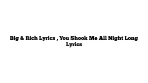 Big & Rich Lyrics , You Shook Me All Night Long Lyrics