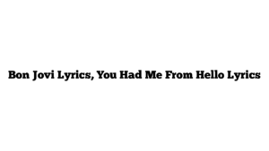 Bon Jovi Lyrics, You Had Me From Hello Lyrics