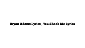 Bryan Adams Lyrics , You Shook Me Lyrics