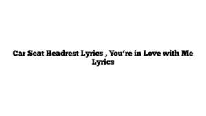 Car Seat Headrest Lyrics , You’re in Love with Me Lyrics