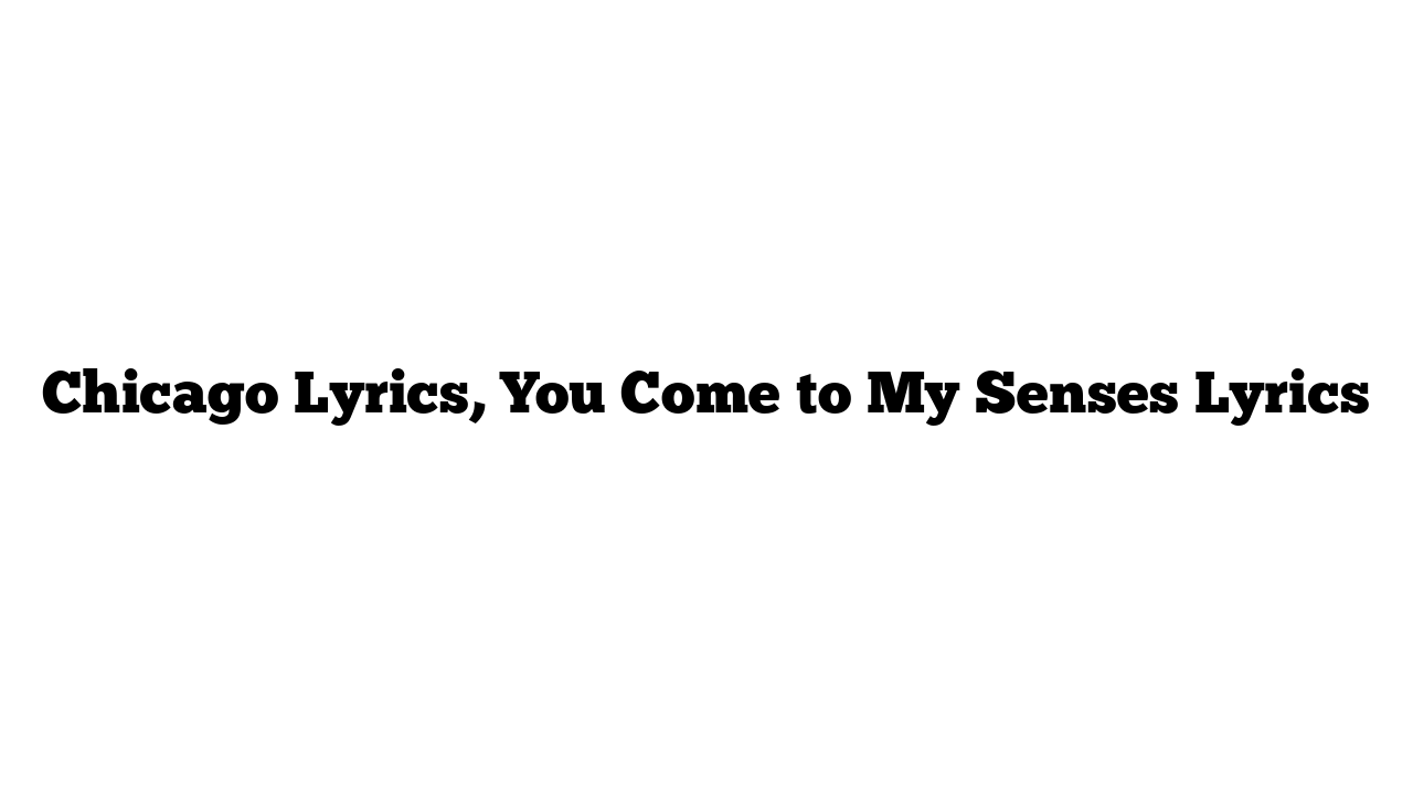 Chicago Lyrics, You Come to My Senses Lyrics