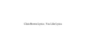 Chris Brown Lyrics , You Like Lyrics