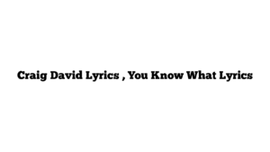 Craig David Lyrics , You Know What Lyrics